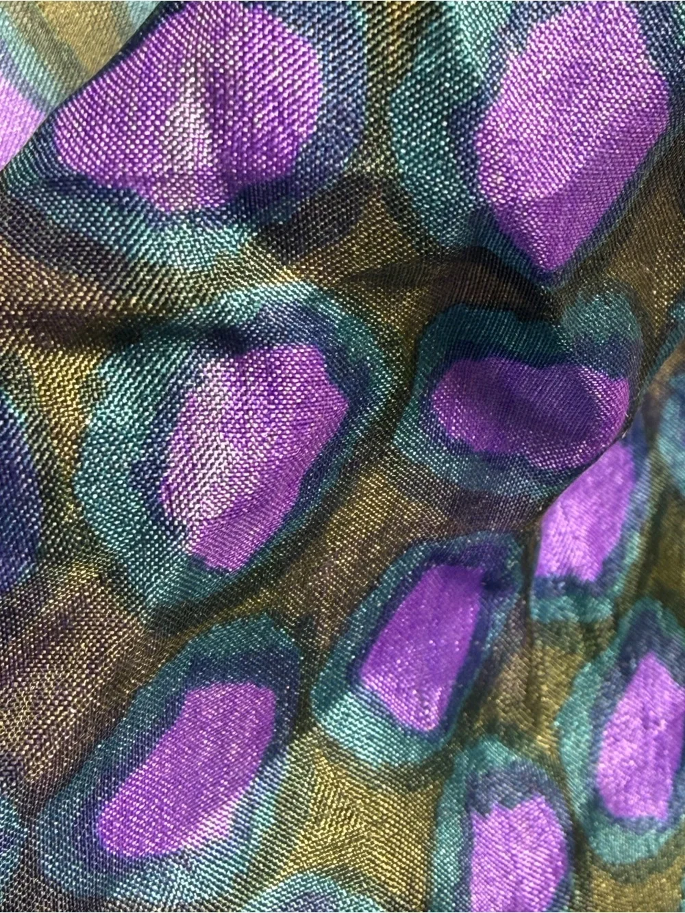Lulla Bindia Silk Dot Print Scarf - Purple & Green